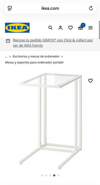Mesa auxiliar Ikea VITTSJÖ vidrio blanco