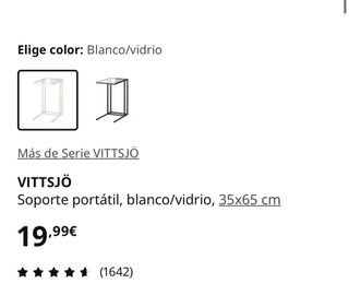 Mesa auxiliar Ikea VITTSJÖ vidrio blanco