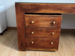 Mesa Escritorio madera y cristal con cajonera