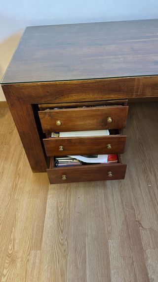 Mesa Escritorio madera con cristal;cajonera