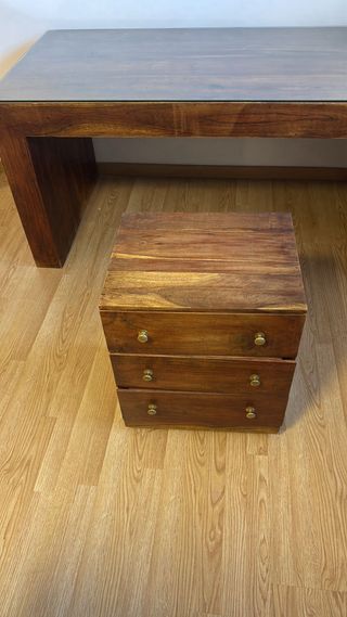 Mesa Escritorio madera con cristal;cajonera