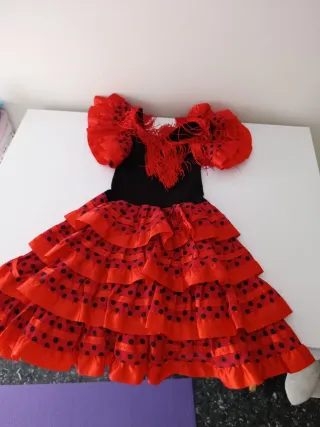 Disfraz Flamenca Niña Rojo Lunares Talla 4