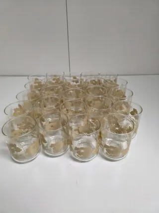 Juego 24 Vasos Libbey Florales Dorados