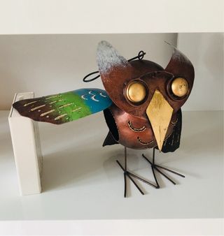 Figura búho portavelas metal