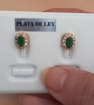 Pendientes Plata Ley Swarovski Verde