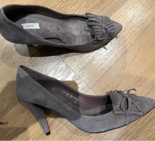 Zapatos tacón Zara ante gris talla 37. Nuevas.