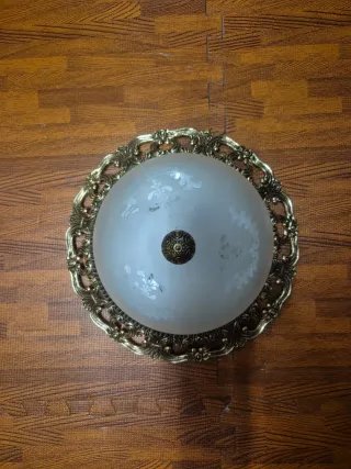 Plafón Techo/Pared Cristal y Metal Dorado