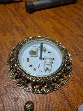 Plafón Techo/Pared Cristal y Metal Dorado