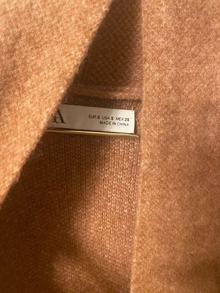 Chaqueta punto larga Zara rosa empolvado Talla S
