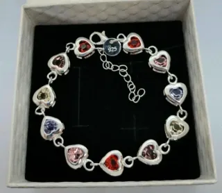 Pulsera Corazones Plata Ley 925