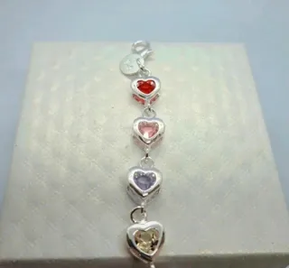 Pulsera Corazones Plata Ley 925