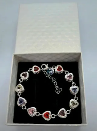 Pulsera Corazones Plata Ley 925