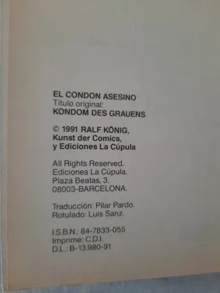EL CONDON ASESINO. PRIMERA EDICIÓN 1991.