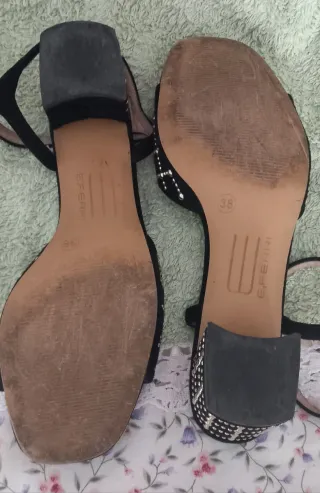 Sandalias negras fiesta tachuelas