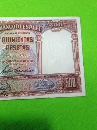 Billete 500 Pesetas Banco de España 1931 usado.