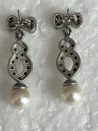 Pendientes lazo con perla