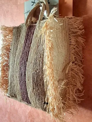 Bolso Camalya de rafia con flecos