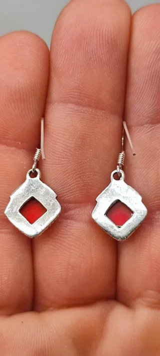 Pendientes de Plata y Coral.