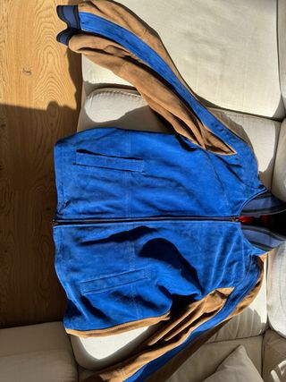 Cazadora Façonnable Piel Ante Azul Talla L / 50