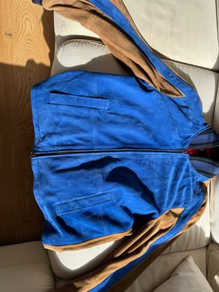 Cazadora Façonnable Piel Ante Azul Talla L / 50