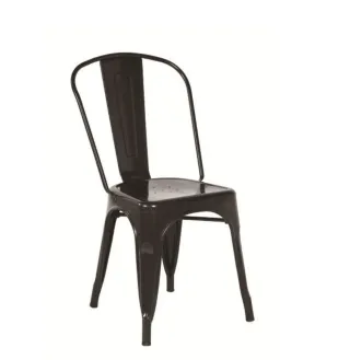 Silla Metálica Negra Estilo Tolix