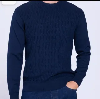 Jersey azul cuello redondo