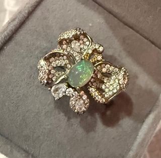 Anillo Plata 925 Opalos Blancos Etíopes Ajustable