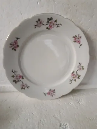 Piatto grande porcellana fiori rosa .