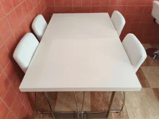 Mesa y 4 Sillas Cocina Blancas