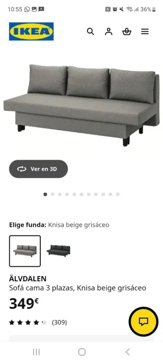 Divano letto Ikea Àlvdalen grigio