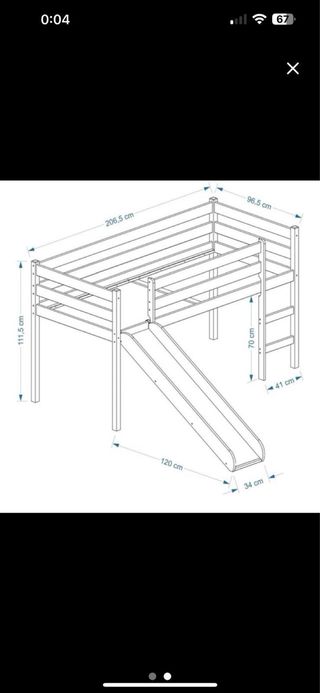 Cama litera castillo rosa con tobogán