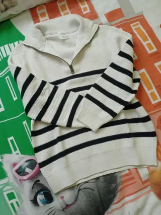 Jersey ZARA rayas niño con cremallera