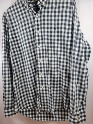 Camisa Ralph Lauren Cuadros Talla M Blanco y Negro