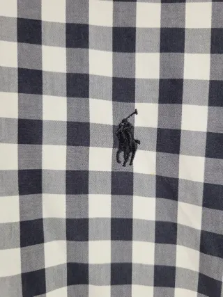 Camisa Ralph Lauren Cuadros Talla M Blanco y Negro