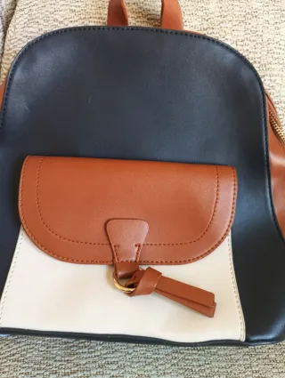 Mochila mujer azul y marrón