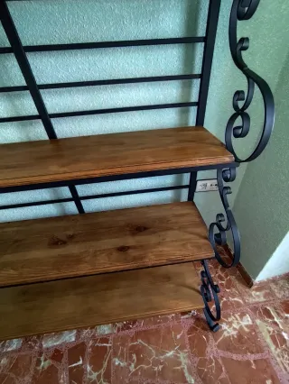 Estantería Hierro Forjado y Madera Rústica