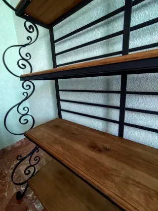 Estantería Hierro Forjado y Madera Rústica