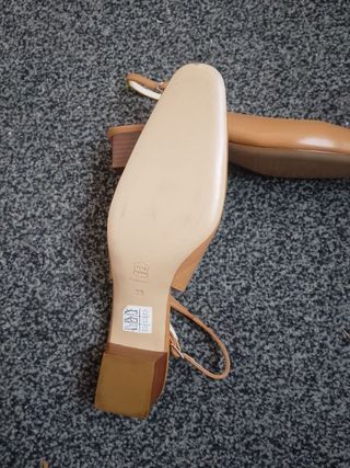 Scarpe slingback pelle tacco basso beige 37 pelle