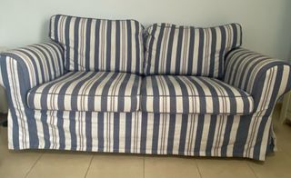 Sofá Ikea Desenfundable Rayas Azul/Blanco