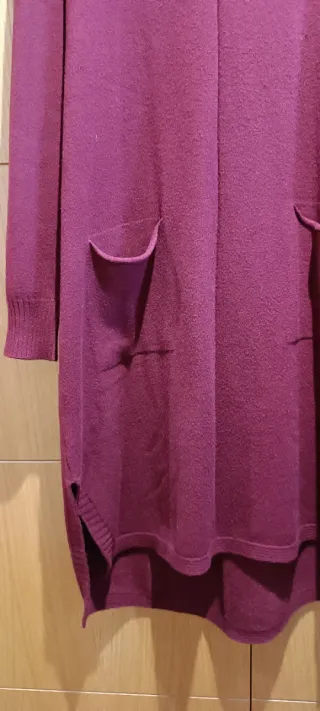 Vestido largo punto cuello alto burdeos