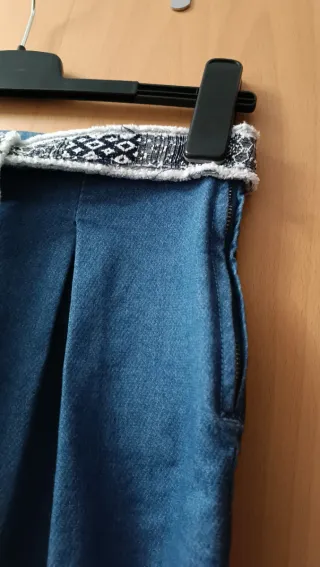 Falda pantalón vaquera con cinturón