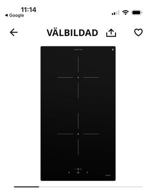 Placa Inducción Ikea 2 fuegos Negra