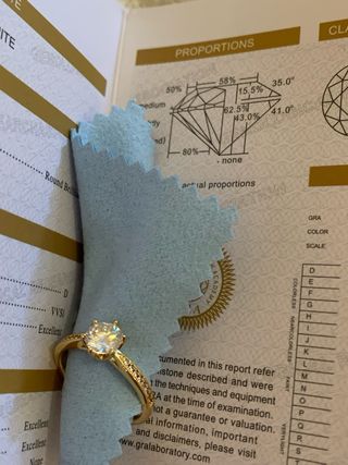 Anello solitario moissanite oro 18 k su argento