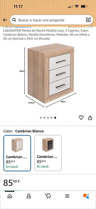 Cómoda y Mesitas de Noche Madera