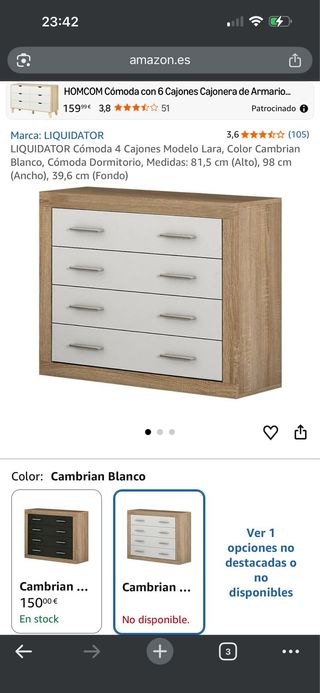 Cómoda y Mesitas de Noche Madera