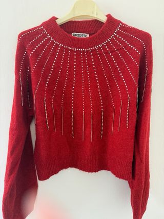 Maglione cropped con strass