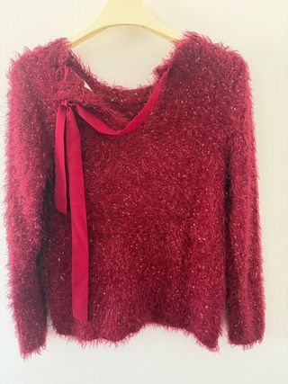 Maglione fucsia con paillettes