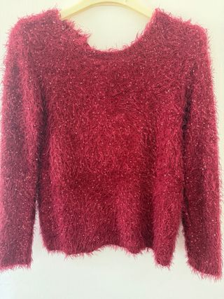 Maglione fucsia con paillettes