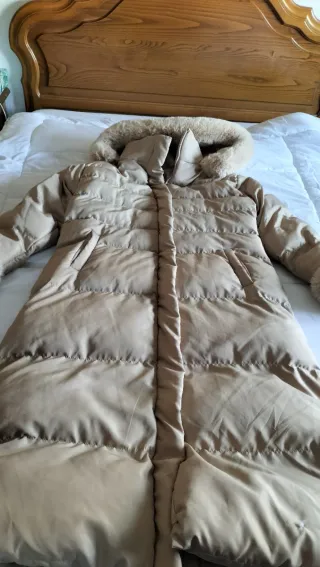 Abrigo largo invierno señora beige