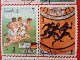 Serie completa 6 Sellos Munich 72 Ras Al Khaima